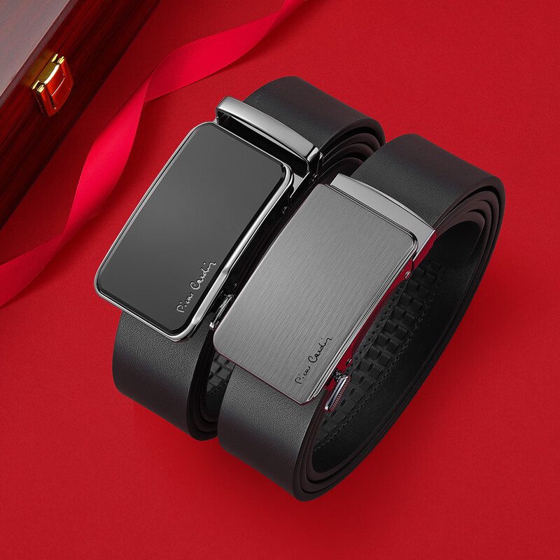 皮尔卡丹(pierre cardin)新款休闲男式双扣头皮带礼盒二件套W52066951-5A高清大图