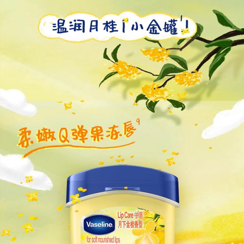 凡士林(Vaseline)滋养修护润唇膏 保湿补水防干裂 新老随机 金桂花7G+原味7G高清大图