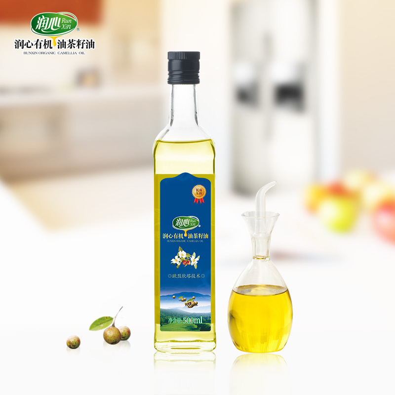 润心runxin纯有机山茶油500ml油茶籽食用油茶籽油日期新鲜超市同款