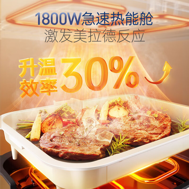 摩飞电器 多功能早餐机电饼铛双面加热家用三明治机大火力煎烤机烙饼机悬浮加深可拆洗上下盘 MR8601 椰奶白高清大图