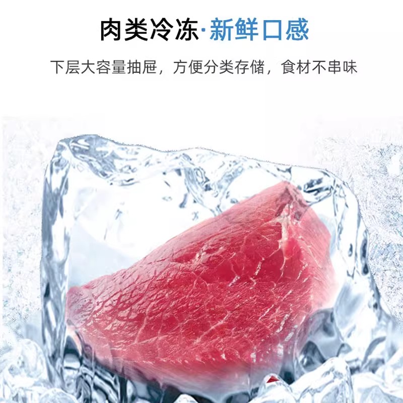 志高冰箱双开门家用小型一级能效双门大容量办公室出租房用电冰箱118L金属银玻璃搁架款//双门双温高清大图