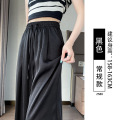 卡其色新中式国风裤子女2026新款春秋高腰垂感胖mm大码直筒阔腿裤 XL【121-134斤】 黑色-常规款