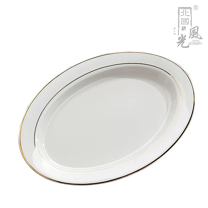 北国风光骨瓷盘碟镶金高清大图