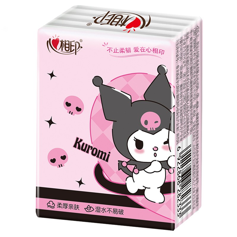 心相印手帕纸三丽鸥联名IP款4层7片*12包,印花便携纸巾湿水不易破高清大图