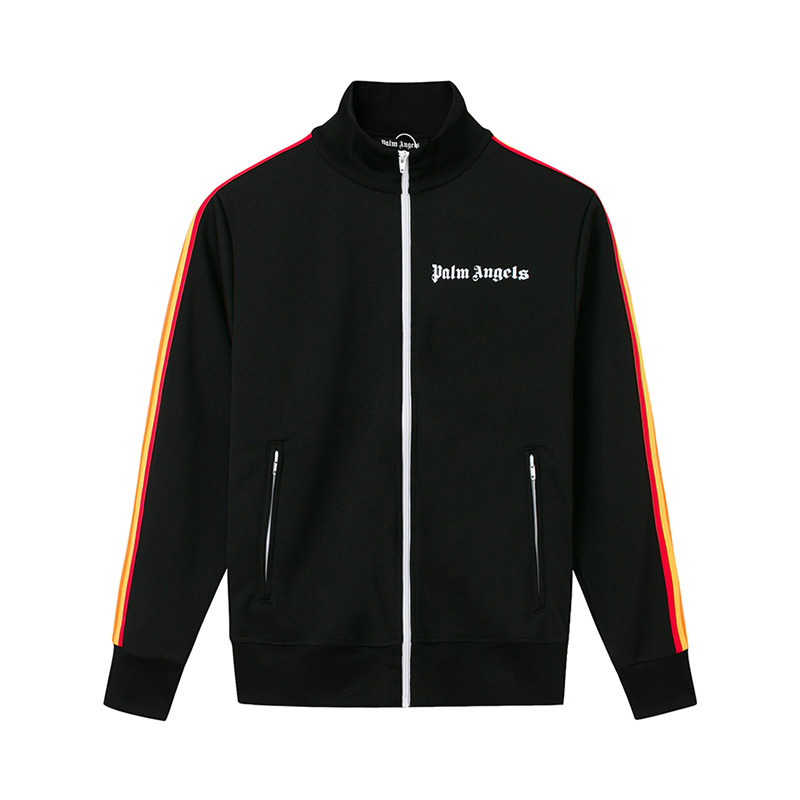 PALM ANGELS 2020新款 男士logo徽标彩虹织带条纹夹克外套高端男士夹克