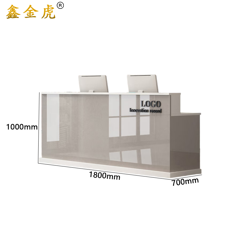 鑫金虎吧台桌收银台前台接待台灰色+白色LH9 1800*700*1000mm