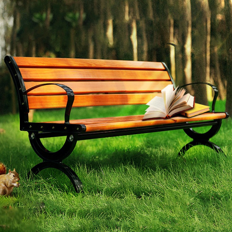 科野 公园椅户外长凳小区广场椅园林休闲椅 1.8m防腐木有靠背座椅