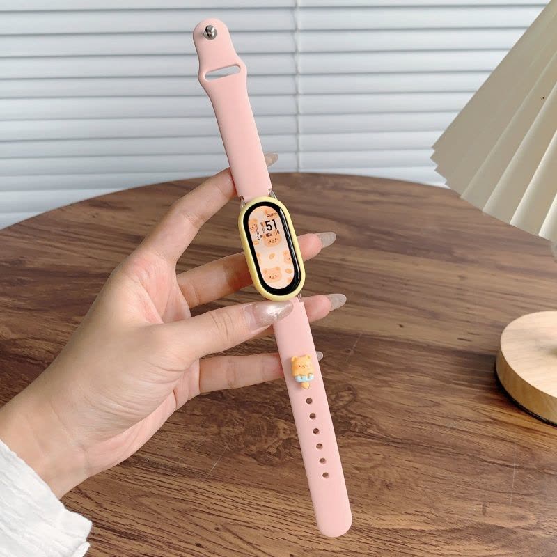 [冰淇淋小熊]适用小米手环9表带10手表表带智能手环8代可爱八九十夏天硅胶表链保护壳NFC版陶瓷透气通用配件3264图片