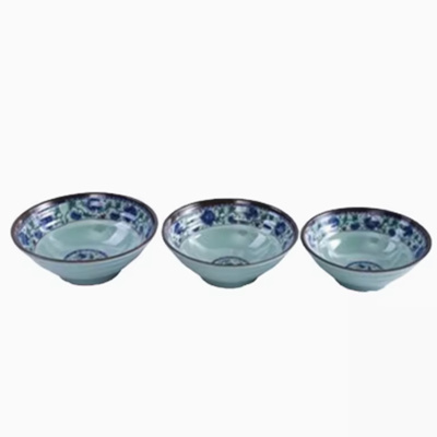 蓝青花螺纹面碗A5密胺材质 9寸 1400ML