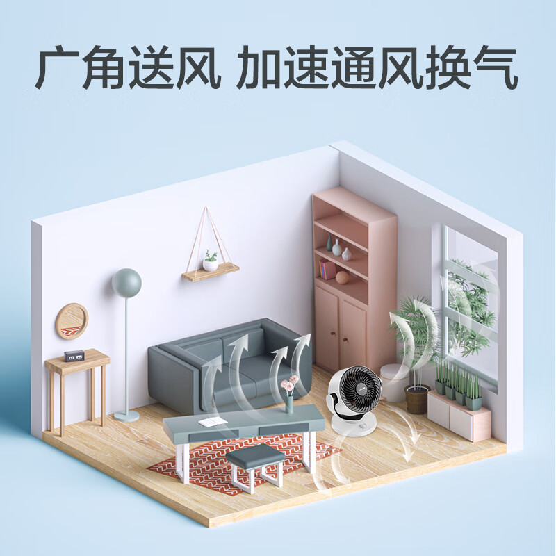 格力 (Gree) 空气循环扇台式风扇家用电风扇摇头小风扇涡轮换气扇循环对流 FXT-15X65ag3 白+黑高清大图