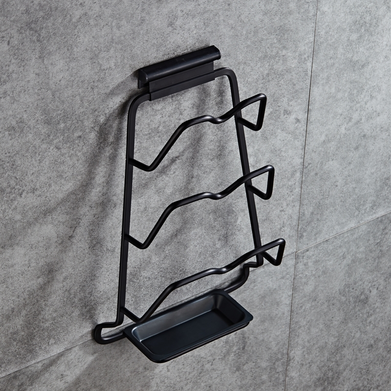 黑色厨房锅盖架壁挂式免打孔家用大锅盖收纳架置物架放菜板架子