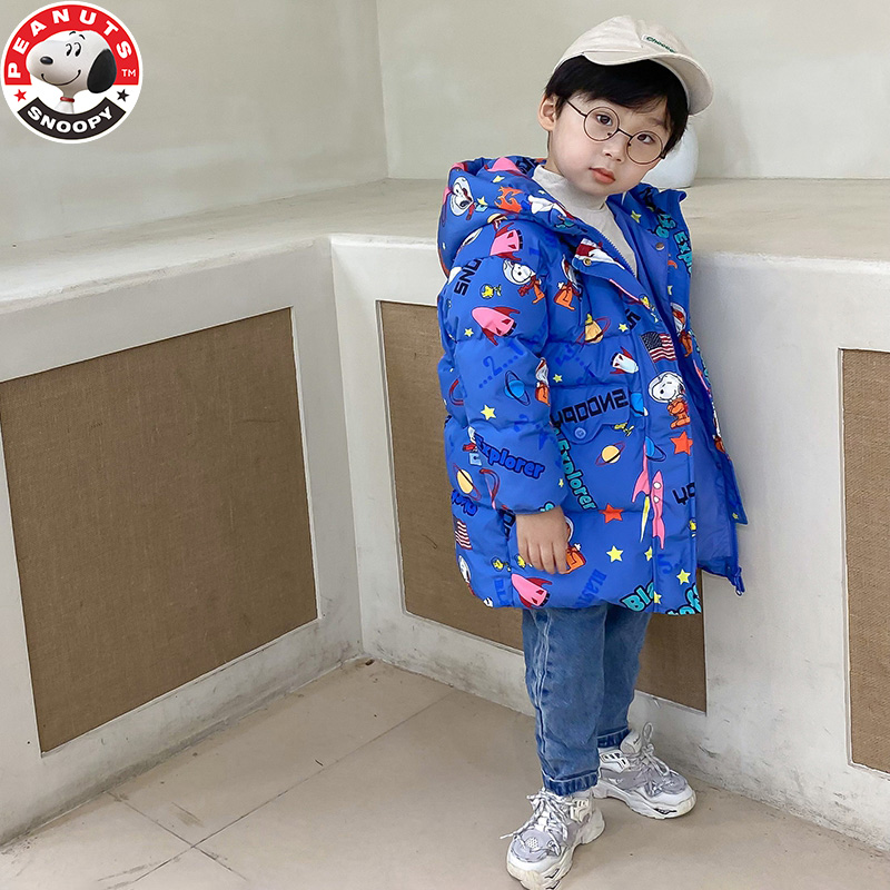 史努比(SNOOPY)儿童女小中大童外穿羽绒服冬季外套满印花羽绒服HL-21120