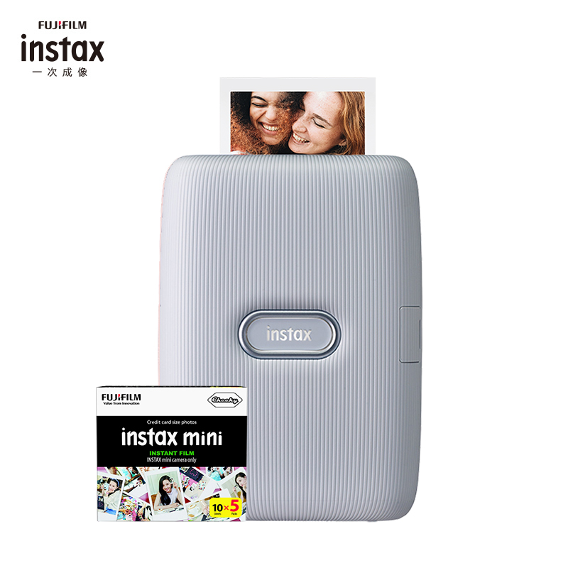 富士(FUJIFILM)INSTAX mini link灰白 快显胶片立拍立得 手机照片打印机 套餐二(含50张相纸)
