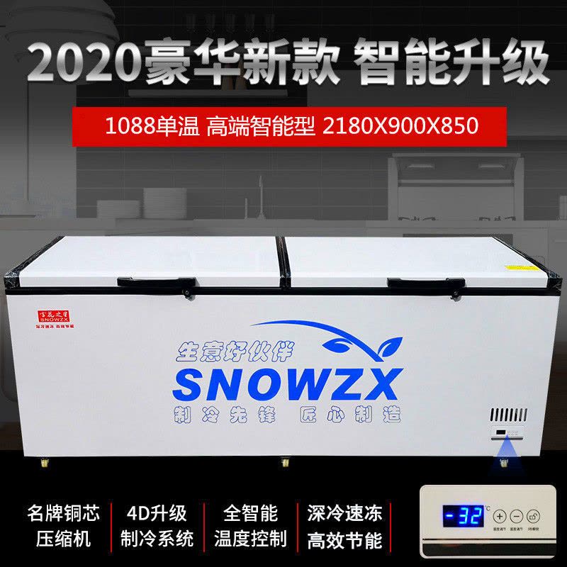 商用卧式大容量冰柜冷柜双温冰柜单温冰柜冷藏冷冻柜速冻|2288单温双驱豪华智能型长3米56 铜管图片