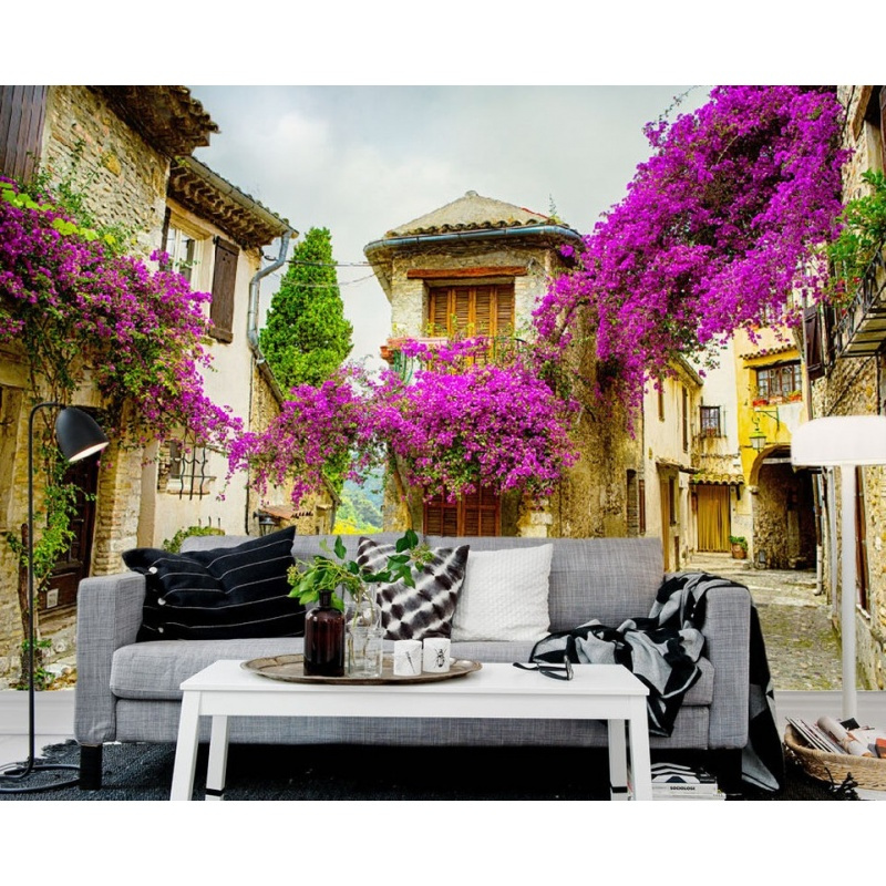 大型墙纸壁画定制3d欧洲花园小巷沙背景墙电视背景墙壁纸画壹德壹