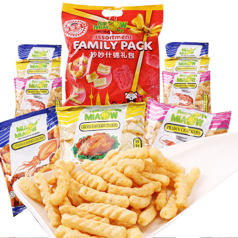 妙妙什锦味虾香脆片家庭装150g单袋膨化零食品薯片马来西亚进口膨化