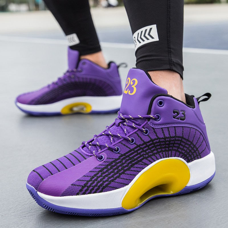 透气减震网面aj篮球鞋男高帮防滑气垫鞋战靴毒液球鞋鞋女