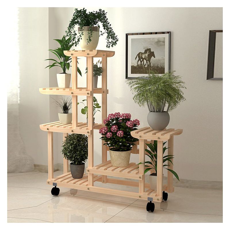 工匠时光花架阳台室内落地式实木防腐木花架子客厅多层植物架花盆架子