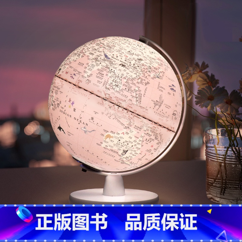 20cm公主粉-三色充电灯 [正版]双子座儿童ar智能地球仪 20cm小号 地理地球仪学生用摆件 送礼发光台灯 幼儿园初