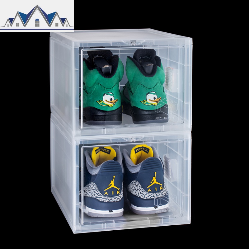 answer824 球鞋收纳盒 防尘防潮减缓氧化 亚克力鞋盒收藏展示鞋柜 三维工匠收纳柜 8组（16个鞋盒）白色28x36x22.5cm
