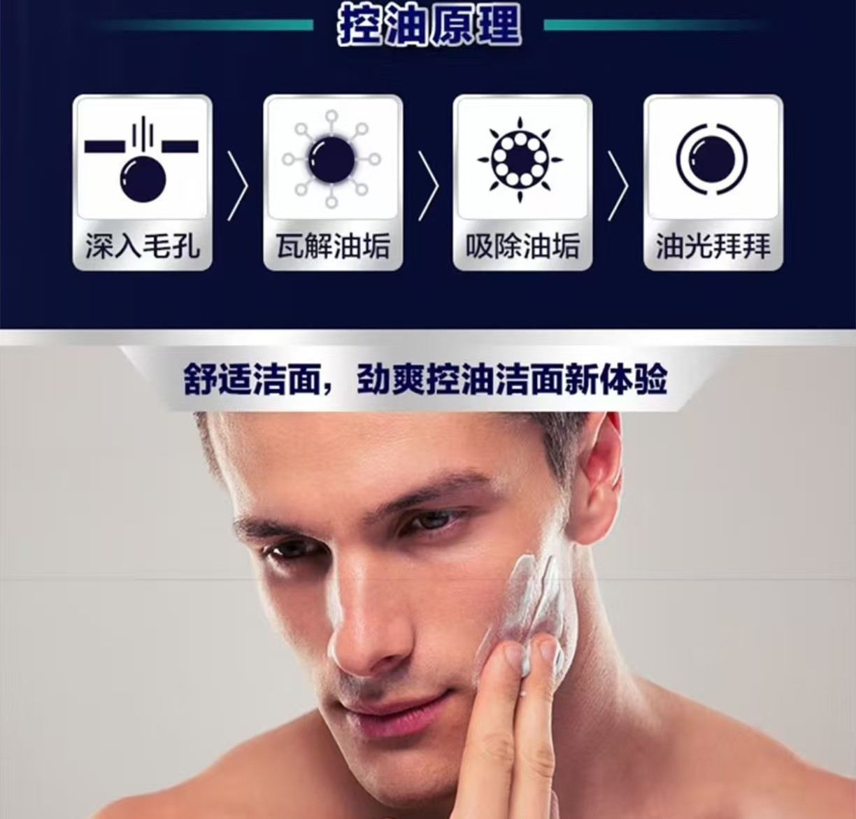 妮维雅(NIVEA)男士控油劲爽洁面乳100g高清大图
