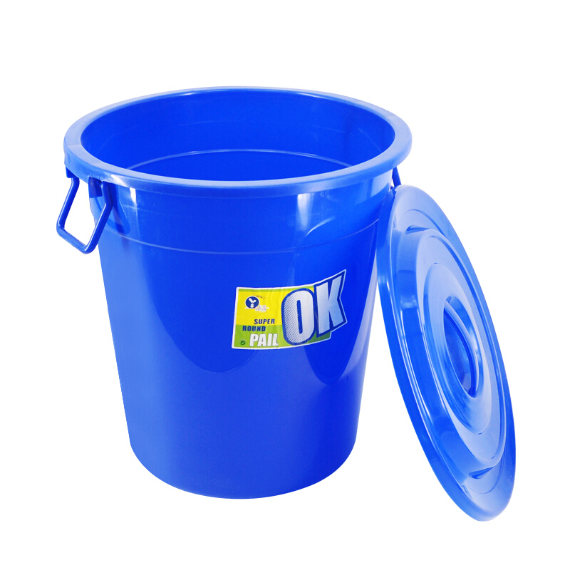 英飞力(LAUTEE)YY-D024 蓝色带盖圆形水桶 100L 工业用大桶