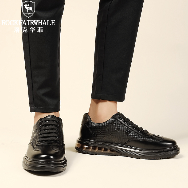 洛克华菲休闲皮鞋男英伦真皮男款男士板鞋商务运动2023新款夏季款鞋子高清大图