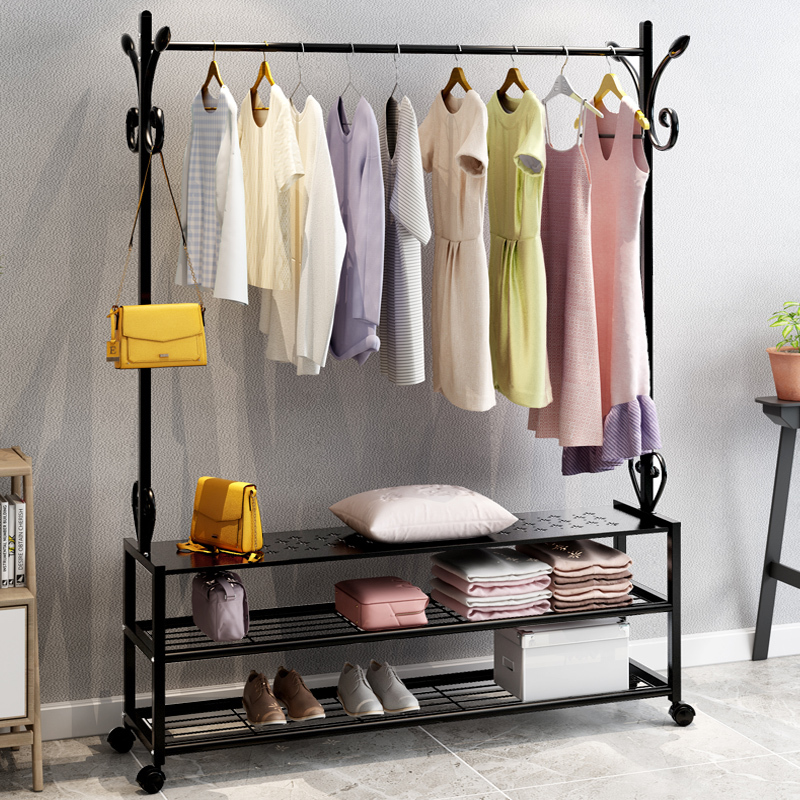 晾衣架落地折叠室内阳台宿舍单杆凉晒架服装店卧室简约家用挂衣架