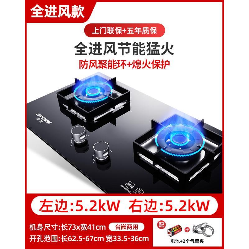 半球煤气灶双灶家用燃气灶嵌入式台式天然气液化气猛火炉具天燃气 全进风标准款聚能玻璃 天然气