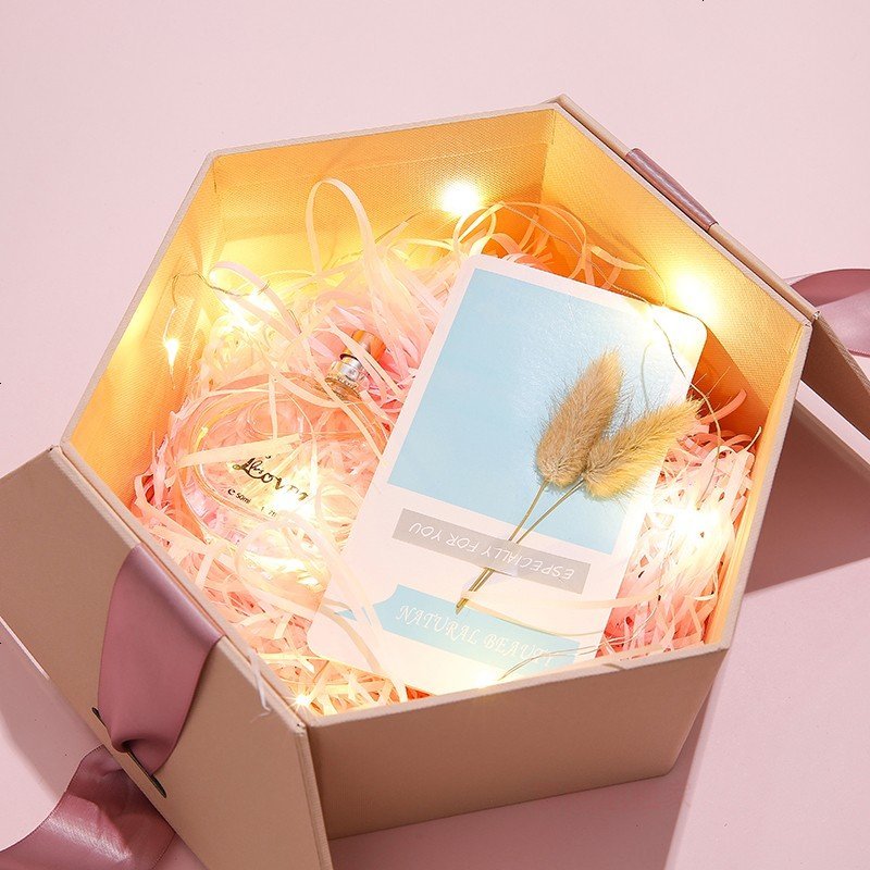 礼盒包装盒简约花盒结婚婚礼伴娘伴手礼回礼六边形六角礼品盒