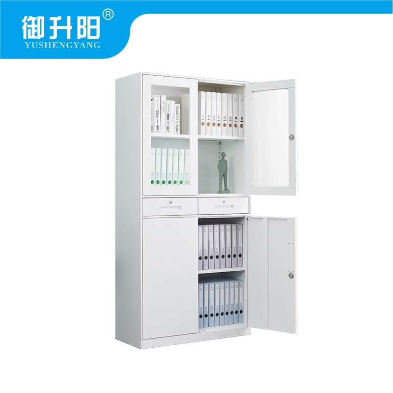 御升阳 中二斗文件柜/带锁资料柜纯白色 900×400×1850mm 台高清大图