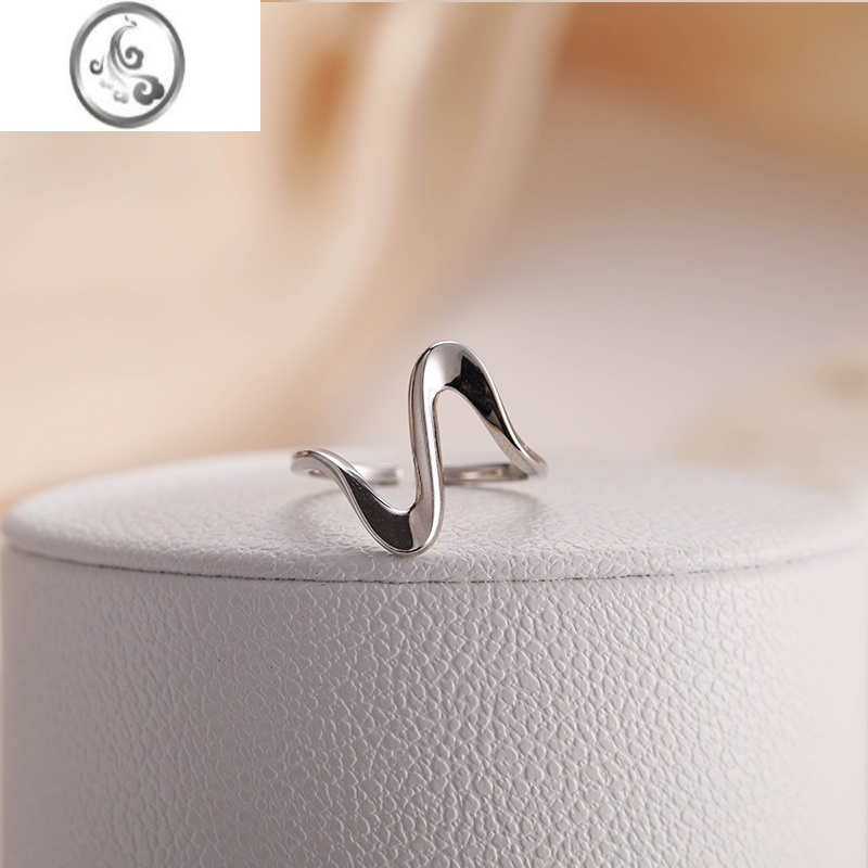 jimi波浪戒指女设计小众银银戒指女时尚个性开口食指戒指女ins潮