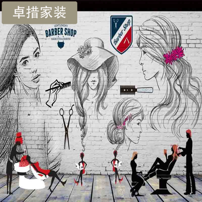 3D立体砖墙砖纹复古潮流涂鸦廊美店壁画理店背景墙纸壁纸壹德壹
