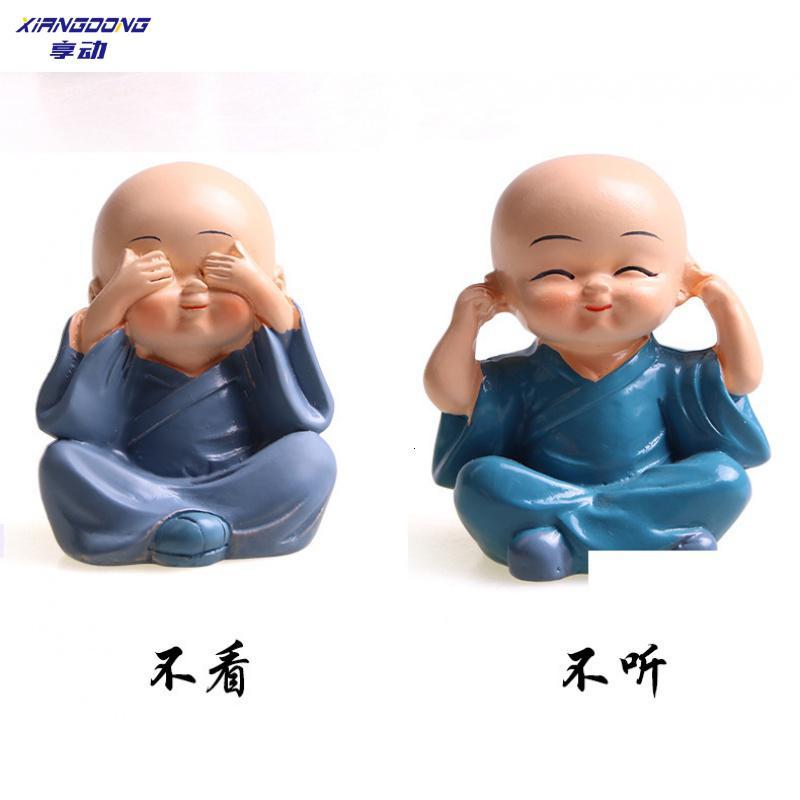 享动汽车摆件四不和尚车用卡通玩偶小沙弥摆件汽车内饰用品树脂工艺品 四不小和尚