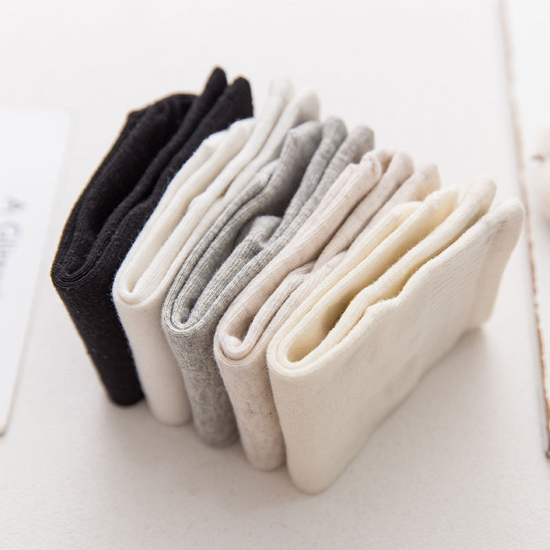 俞兆林袜子女春季纯棉短筒袜女士低帮纯色袜子学院风心形百搭女袜短袜女5双装高清大图