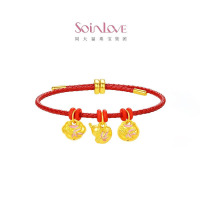 周大福SOINLOVE蜜粉金十里红妆锦鲤福袋葫芦锁包黄金吊坠多款可选 锦鲤福袋VR1614