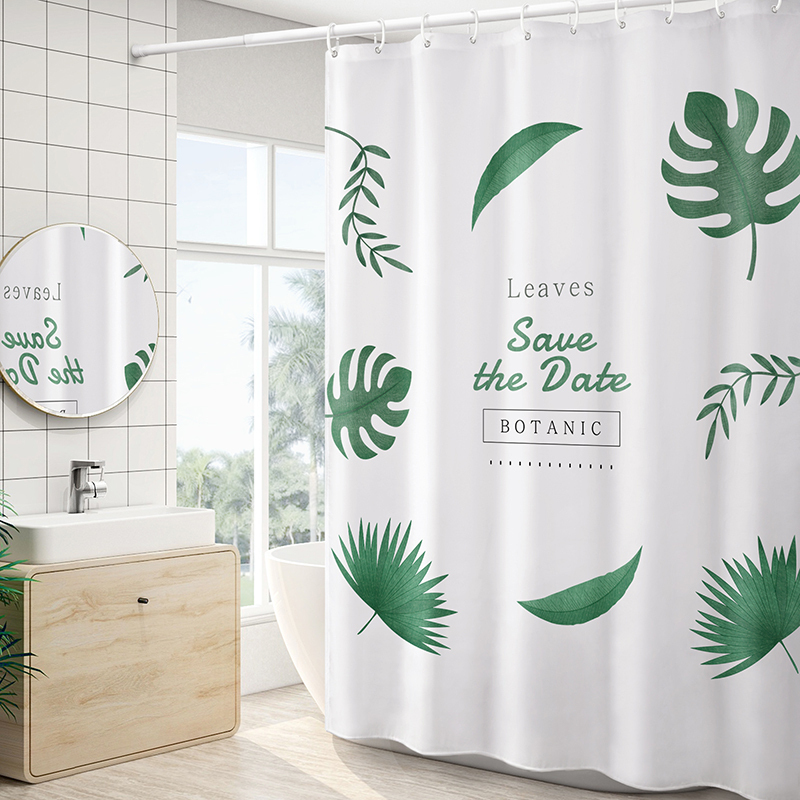 美帮汇北欧浴帘卫生间隔断防水布淋浴房挡水窗帘浴室厕所洗澡帘子 单帘（送挂钩）150宽*200高 默认尺寸