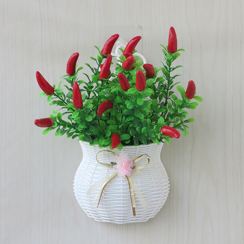 [壁挂花篮 辣椒果] 送挂钩室内客厅墙壁花篮壁挂塑料花卉卧室墙上挂壁