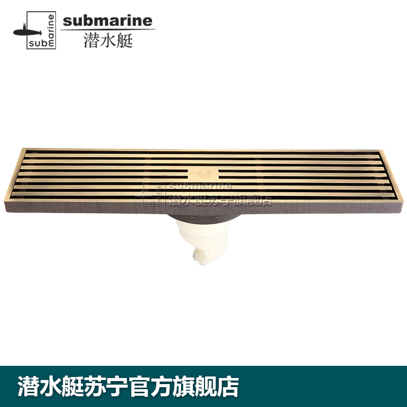 潜水艇(submarine)地漏全铜防臭地漏无三通格栅面板防堵防臭式内芯沐浴房加长地漏排水更快TKC50-30高清大图