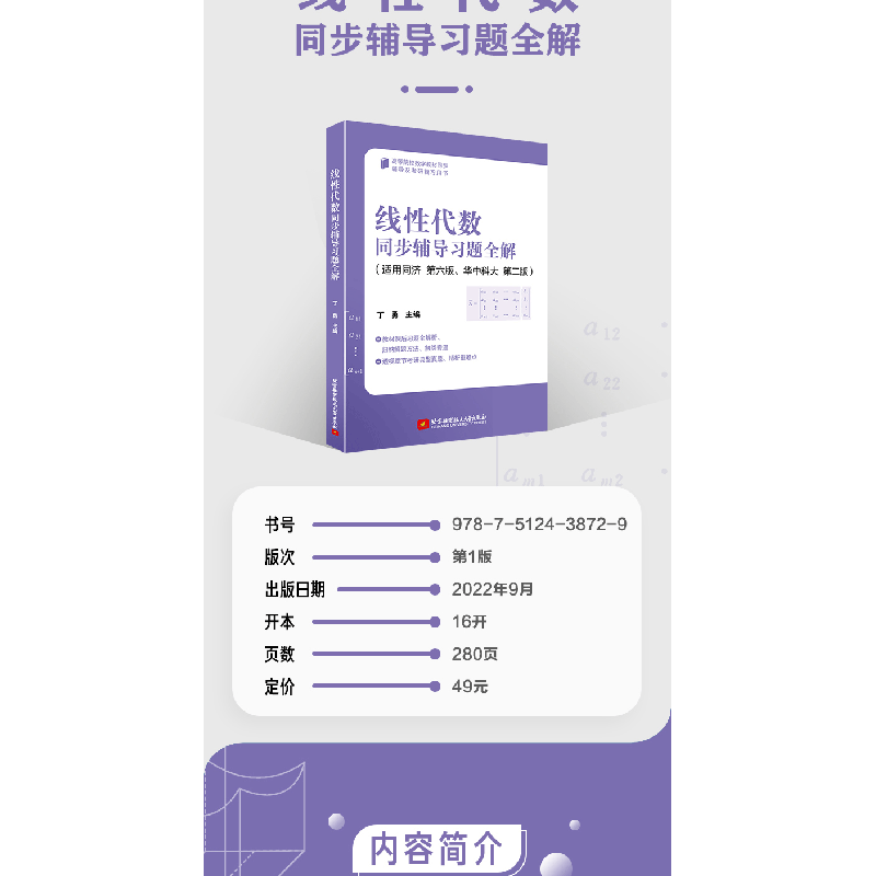 正版新书]线性代数同步辅导习题全解 丁勇丁勇9787512438729高清大图