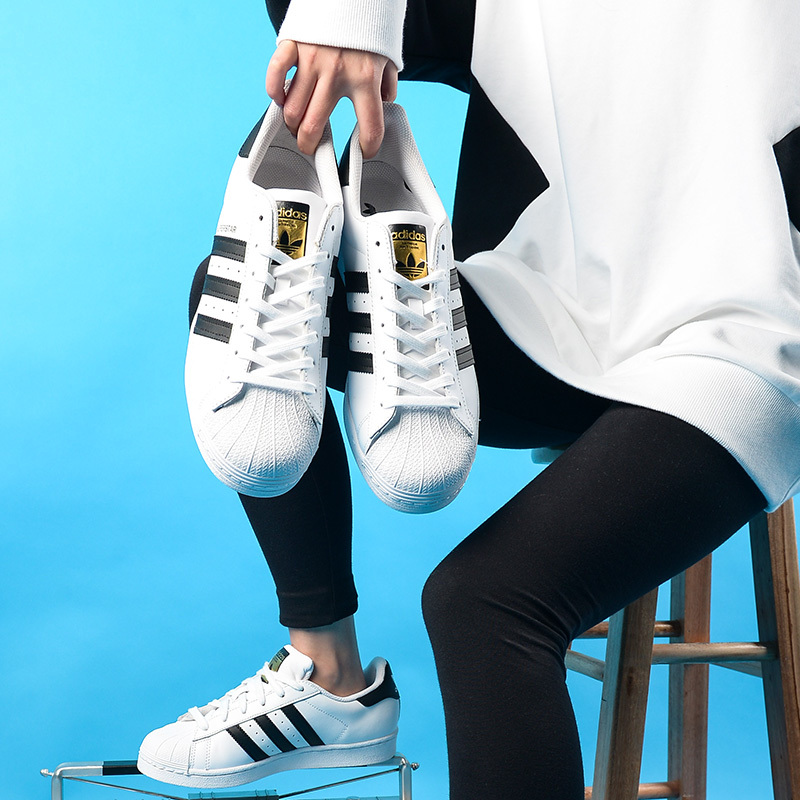 Adidas阿迪达斯三叶草男女鞋情侣板鞋2021休闲鞋金标贝壳头