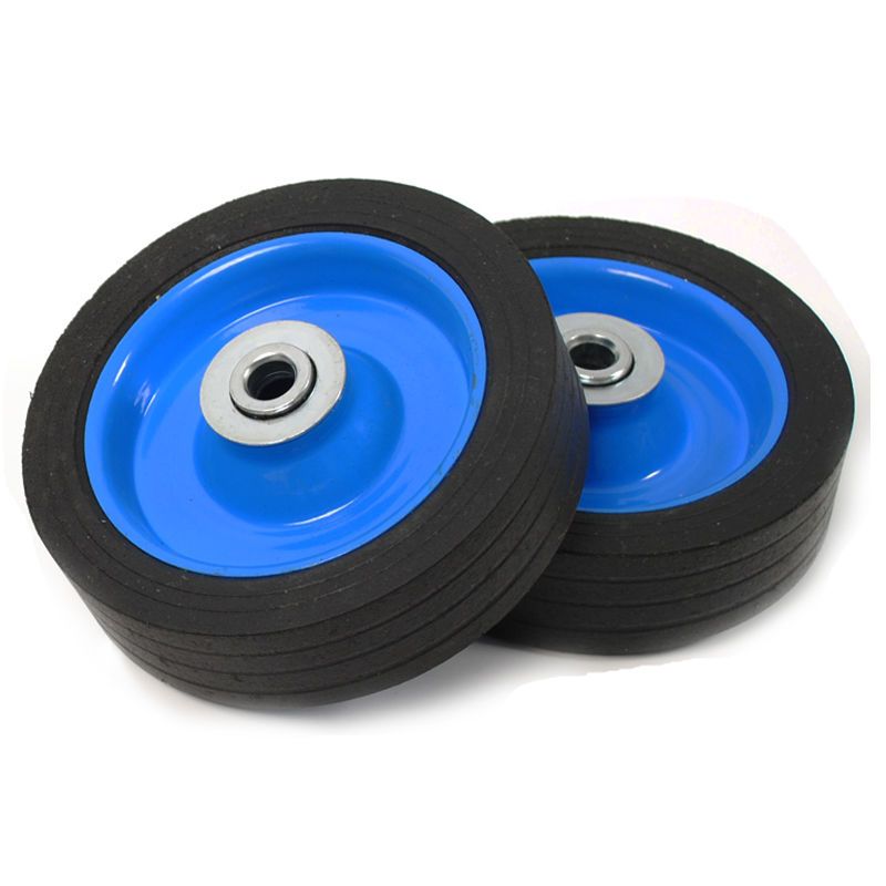 手拉车橡胶轮子轴承购物车轮便携拉杆车轱辘行李拖车轮小拉车配件中号