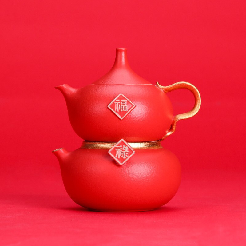 万仟堂(EDENUS) 福禄·随手礼茶具朱漆釉(一壶一海两杯一桌旗一便携包)高清大图