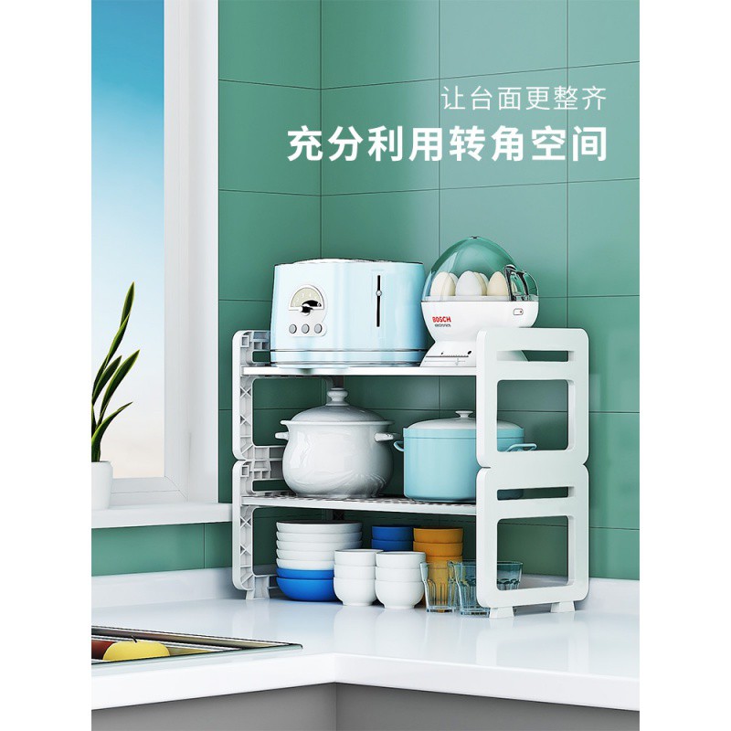 厨房置物架台面调料架分层收纳架多功能不锈钢锅具隔层桌面小架子收纳层架 三维工匠高清大图