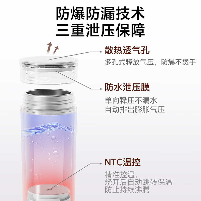 LOTOR烧水壶便携式烧水杯旅行电热水杯家用烧水壶不锈钢内胆热水壶