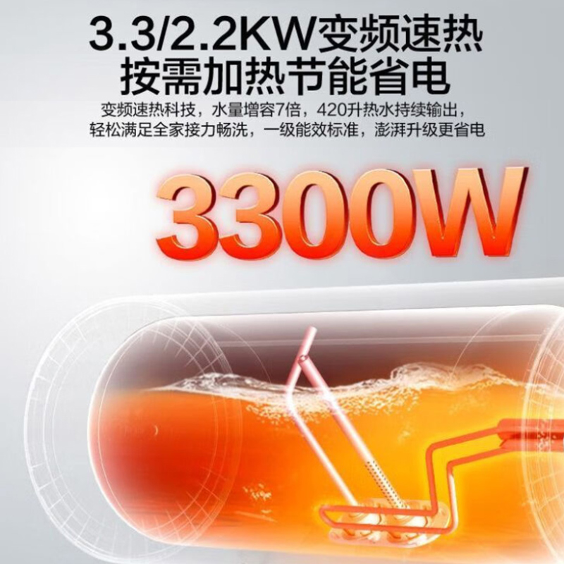海尔(Haier)电热水器线控隐藏安装3300W/2200W变频速热60升L7一级能效APP智控家用卫生间淋浴镁棒免更换高清大图