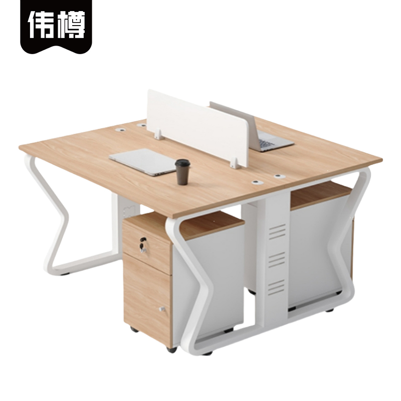 伟樽职员办公桌双人位带二柜120*120*75cm套高清大图