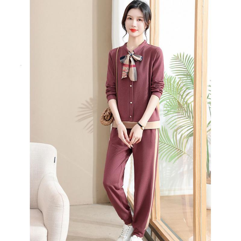 妈妈秋装套装长袖针织衫休闲装女士上衣服中老年人春秋大码两件套_401高清大图