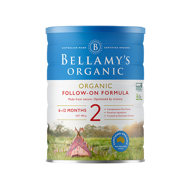 贝拉米(Bellamy)有机较大婴儿配方奶粉2段(6-12月)900g/罐 澳洲原装进口