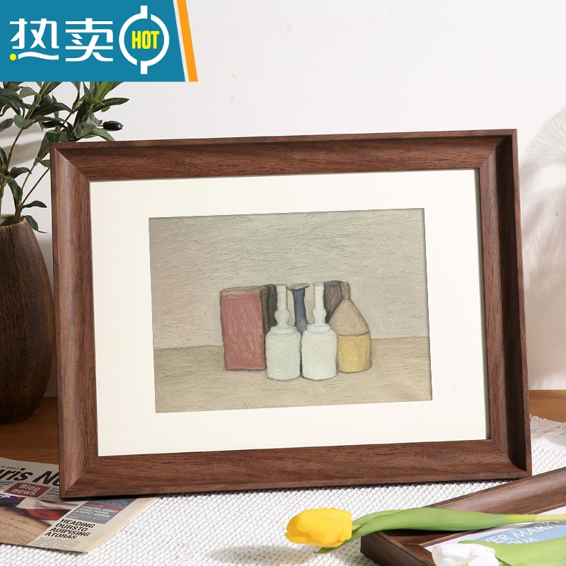 敬平复古画框装裱木质相框挂墙四4k8k八开水彩素描a3a4纸油画框架18寸 咖啡色 A4[可放21*29.7厘米]摆挂两高清大图